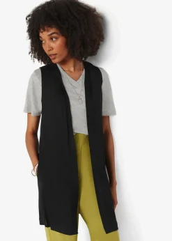 bonprix Shirts & Tops|Nachhaltigere Materialien^Shirt-Weste aus Viskose schwarz