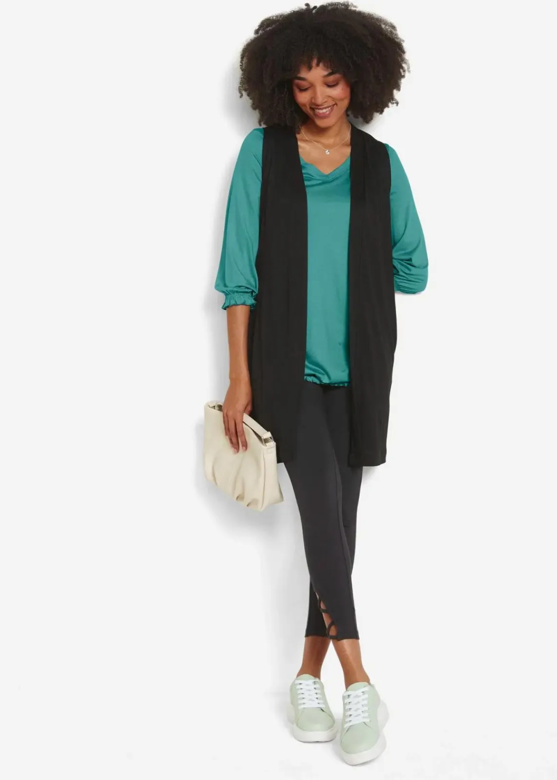 bonprix Shirts & Tops|Nachhaltigere Materialien^Shirt-Weste aus Viskose schwarz