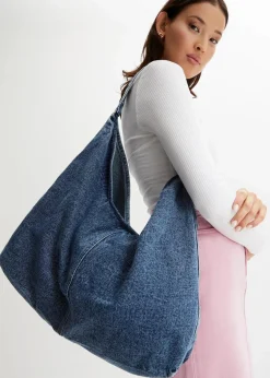 bonprix Taschen^Shopper aus Denim hellblau denim