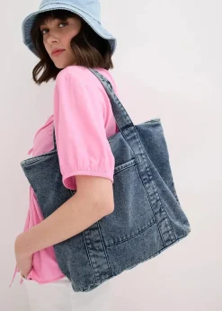 bonprix Taschen^Shopper aus Denim hellblau denim