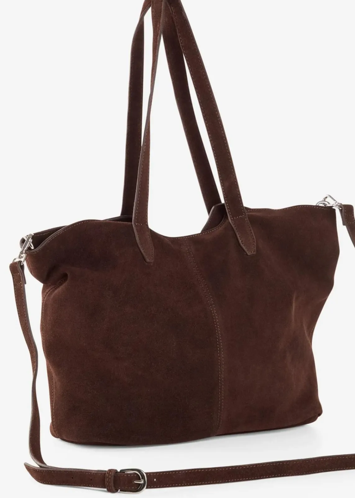 bonprix Taschen^Shopper aus Veloursleder dunkelbraun