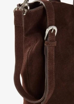 bonprix Taschen^Shopper aus Veloursleder dunkelbraun