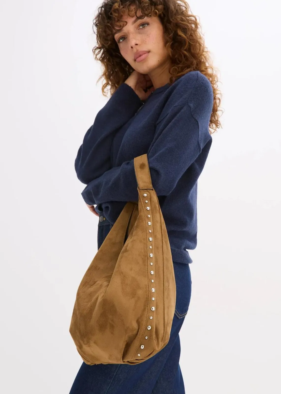 bonprix Taschen^Shopper mit Nieten braun