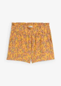 bonprix Bekleidung·Outdoorbekleidung|Bekleidung·Kleider^Shorts aus Baumwoll-Viskose Mix honig/mattmandarine geblümt