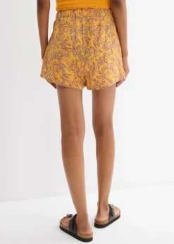 bonprix Bekleidung·Outdoorbekleidung|Bekleidung·Kleider^Shorts aus Baumwoll-Viskose Mix honig/mattmandarine geblümt