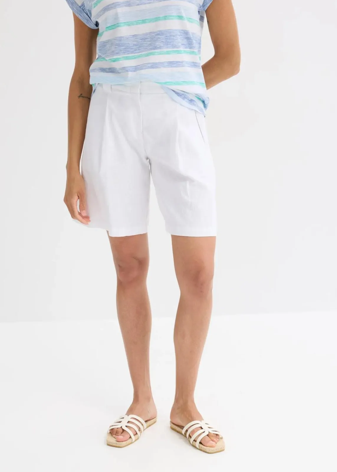 bonprix Hosen|Shorts^Shorts aus leichtem Leinen-Mix weiß