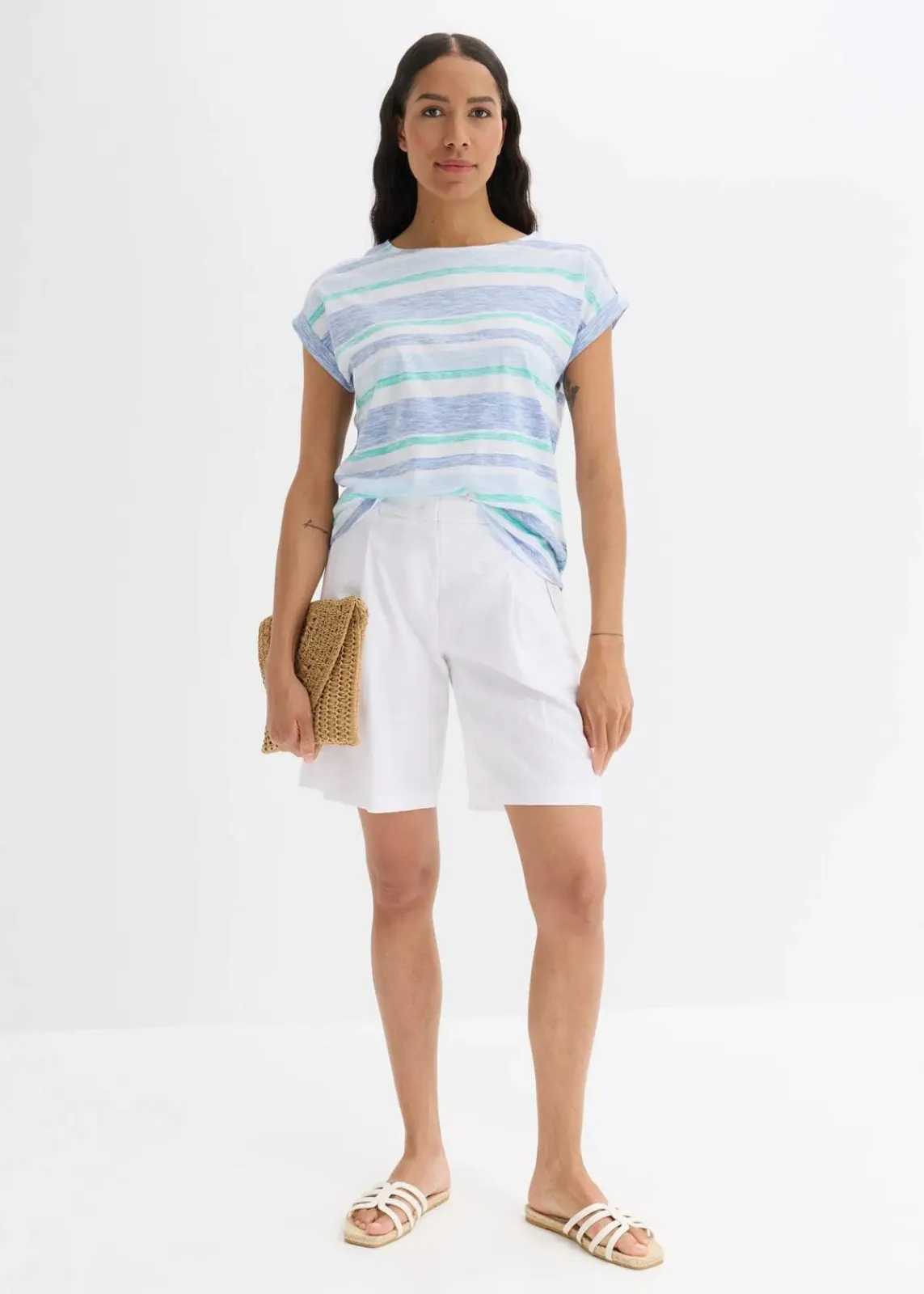 bonprix Hosen|Shorts^Shorts aus leichtem Leinen-Mix weiß