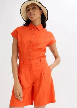 bonprix Bekleidung·Outdoorbekleidung|Bekleidung·Kleider^Shorts aus leichtem Leinen-Mix mohnrot