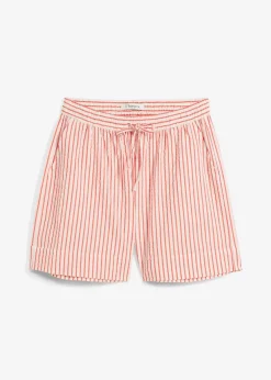 bonprix Bekleidung·Outdoorbekleidung|Bekleidung·Kleider^Shorts aus reiner Baumwolle mohnrot/wollweiß längs gestreift