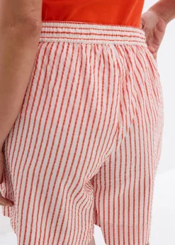 bonprix Bekleidung·Outdoorbekleidung|Bekleidung·Kleider^Shorts aus reiner Baumwolle mohnrot/wollweiß längs gestreift