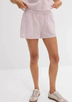 bonprix Shorts|Hosen^Shorts aus reiner Baumwolle bonbonrosa/hellblau gestreift
