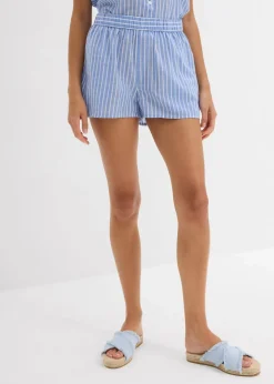 bonprix Hosen|Shorts^Shorts aus reiner Baumwolle blau/weiß gestreift