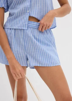 bonprix Hosen|Shorts^Shorts aus reiner Baumwolle blau/weiß gestreift