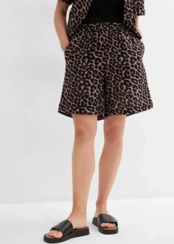 bonprix Bekleidung·Outdoorbekleidung|Bekleidung·Kleider^Shorts aus softem Musselin beige leo bedruckt