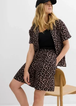 bonprix Bekleidung·Outdoorbekleidung|Bekleidung·Kleider^Shorts aus softem Musselin beige leo bedruckt