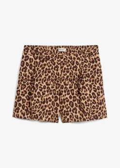 bonprix Bekleidung·Outdoorbekleidung|Bekleidung·Kleider^Shorts aus softer Viskose dunkelbraun leo bedruckt