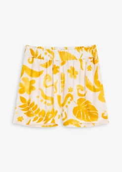 bonprix Bekleidung·Outdoorbekleidung|Bekleidung·Kleider^Shorts aus strukturierter Viskose weiß/lemoncurry floral