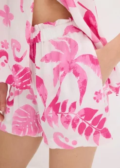 bonprix Nachhaltigere Materialien|Hosen^Shorts aus strukturierter Viskose weiß/fuchsia floral