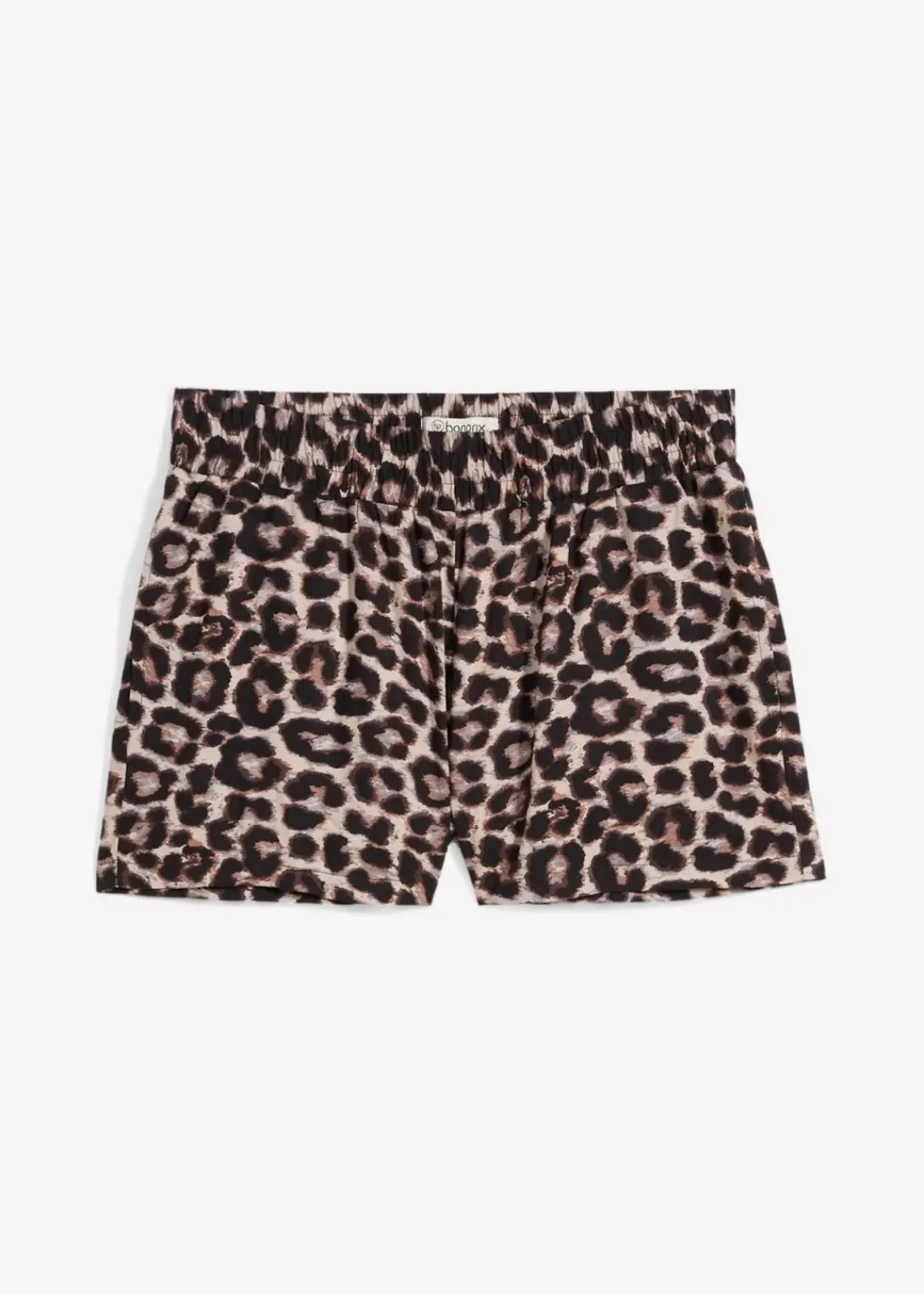 bonprix Bekleidung·Outdoorbekleidung|Bekleidung·Kleider^Shorts mit elastischem Bund beige leo bedruckt