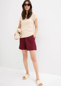 bonprix Hosen|Shorts^Shorts mit Leinen ahornrot