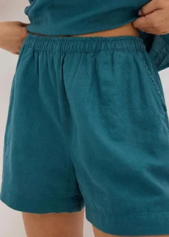 bonprix Hosen|Shorts^Shorts mit Leinenanteil pfeffergrün
