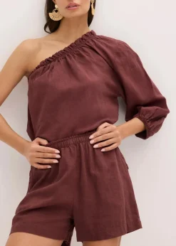 bonprix Bekleidung·Outdoorbekleidung|Bekleidung·Kleider^Shorts mit Leinenanteil kaffeebraun