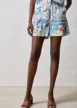 bonprix Bekleidung·Outdoorbekleidung|Bekleidung·Kleider^Shorts mit Seidenanteil arktikblau bedruckt