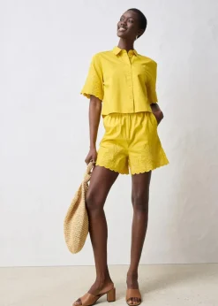 bonprix Hosen|Premium^Shorts mit Seidenanteil lemoncurry