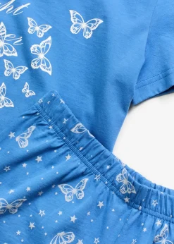 bonprix Wäsche·Nachtwäsche|Nachtwäsche^Shorty aus reiner Baumwolle gletscherblau/weiß bedruckt