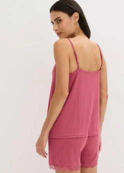 bonprix Wäsche·Nachtwäsche|Nachtwäsche^Shorty aus weichem Pointelle-Jersey kirschblütenpink