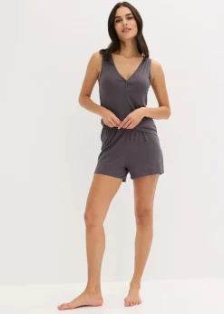bonprix Wäsche·Nachtwäsche|Nachhaltigere Materialien^Shorty aus weicher Rippe schiefergrau