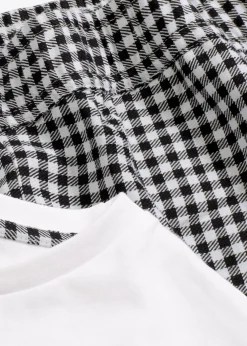 bonprix Wäsche·Nachtwäsche|Nachtwäsche^Shorty mit gewebter Shorts weiß kariert