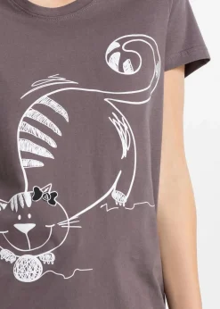 bonprix Wäsche·Nachtwäsche|Nachhaltigere Materialien^Shorty mit Haargummi rauchbeere gestreift