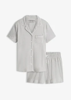 bonprix Wäsche·Basics|Wäsche·Nachtwäsche^Shorty mit Knopfleiste hellgrau meliert