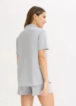 bonprix Wäsche·Basics|Wäsche·Nachtwäsche^Shorty mit Knopfleiste hellgrau meliert