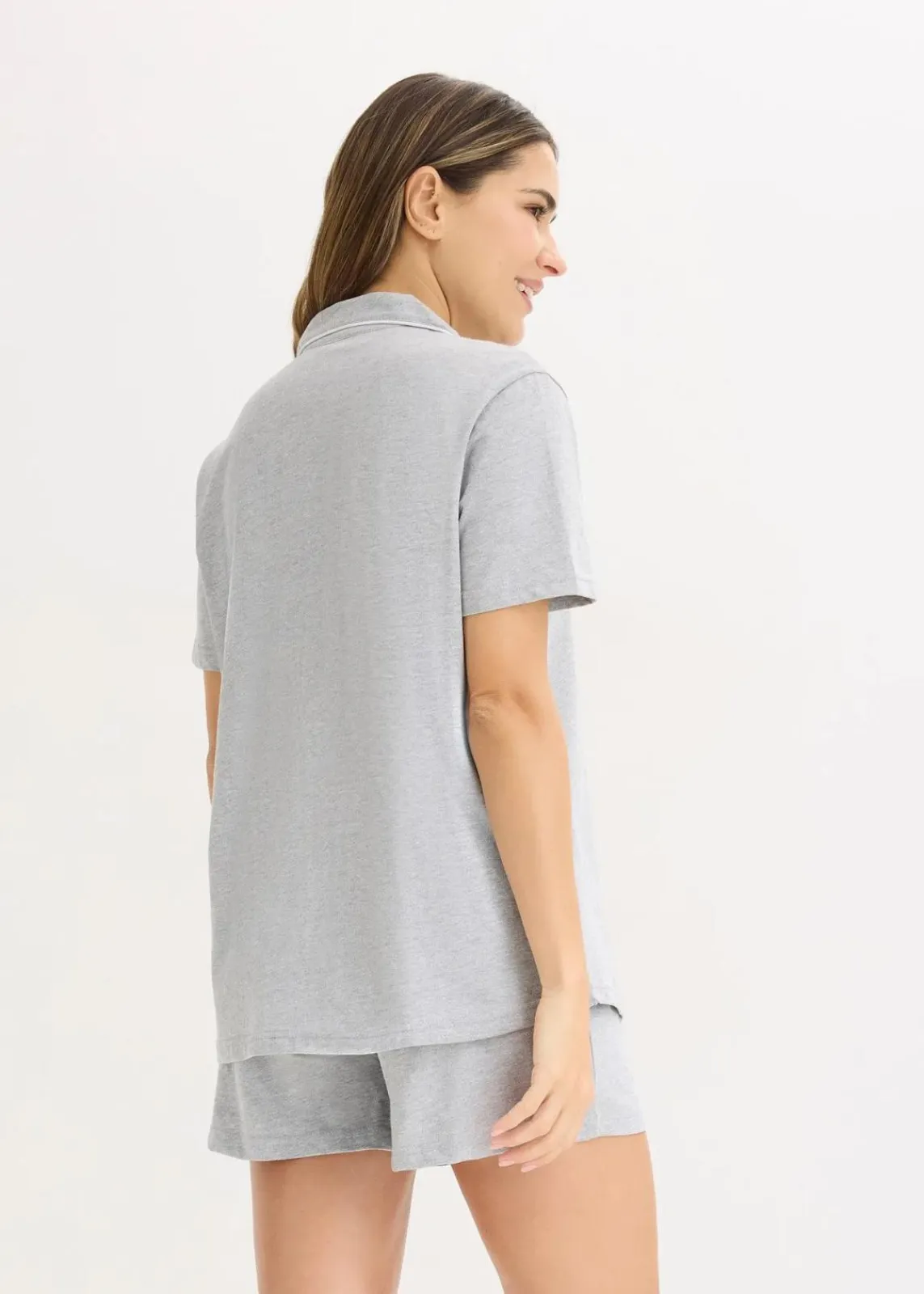 bonprix Wäsche·Basics|Wäsche·Nachtwäsche^Shorty mit Knopfleiste hellgrau meliert