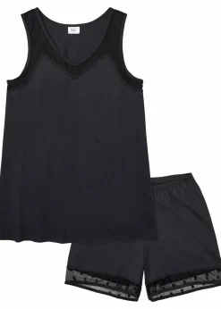 bonprix Basics|Nachtwäsche^Shorty mit zartem Spitzeneinsatz schwarz