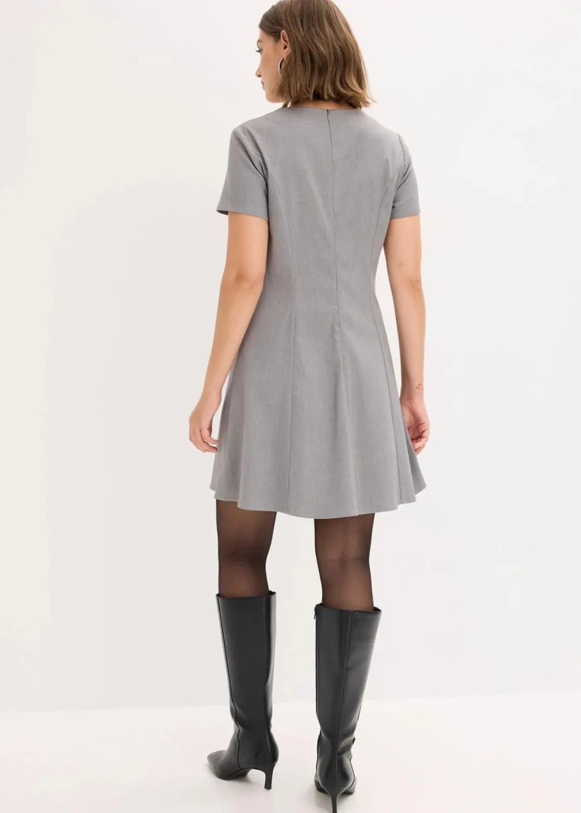 bonprix Kleider|Nachhaltigere Materialien^Skater-Minikleid grau meliert