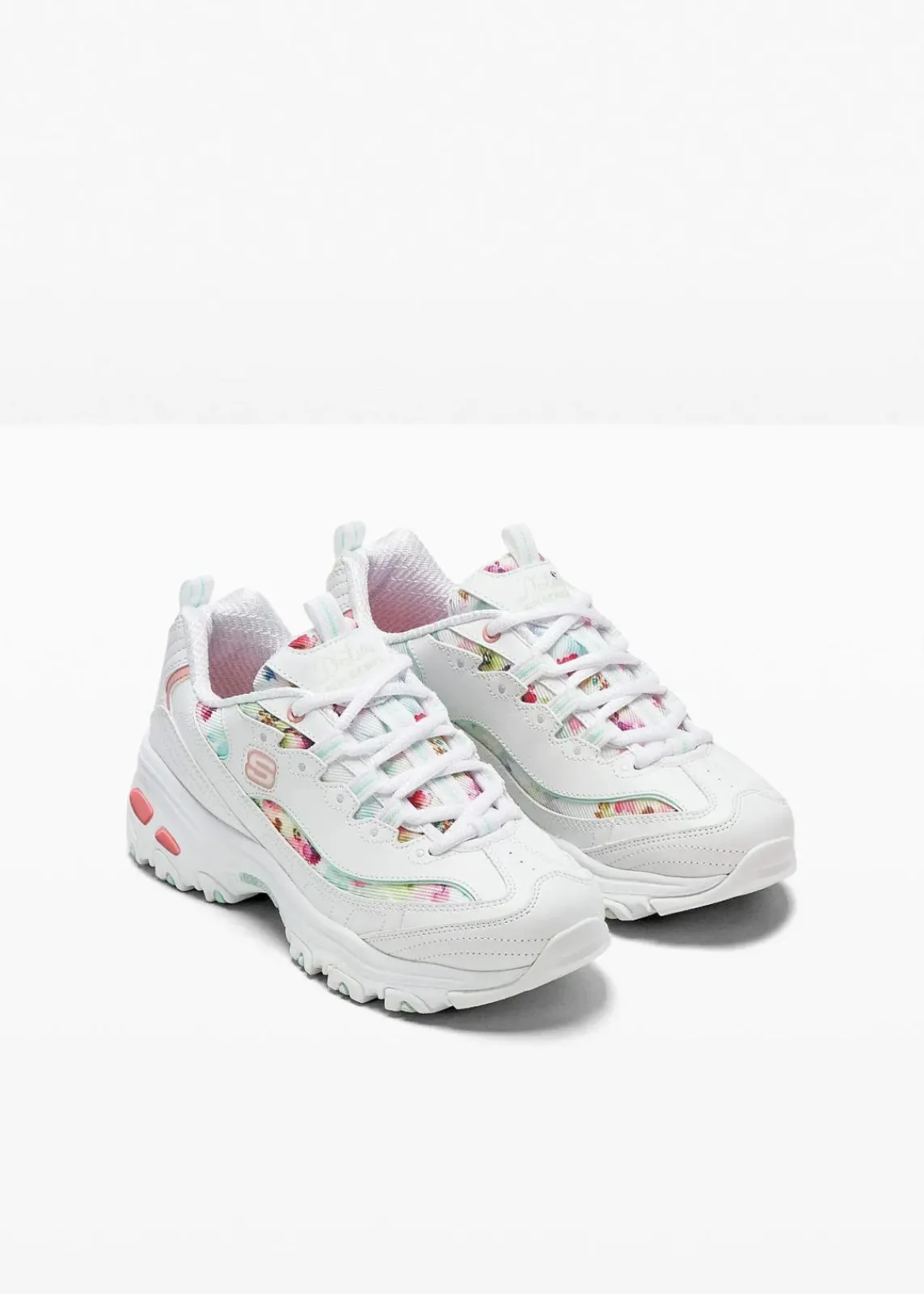 Skechers High Heels|Sneaker^Chunky Sneaker mit Memory Foam weiß geblümt