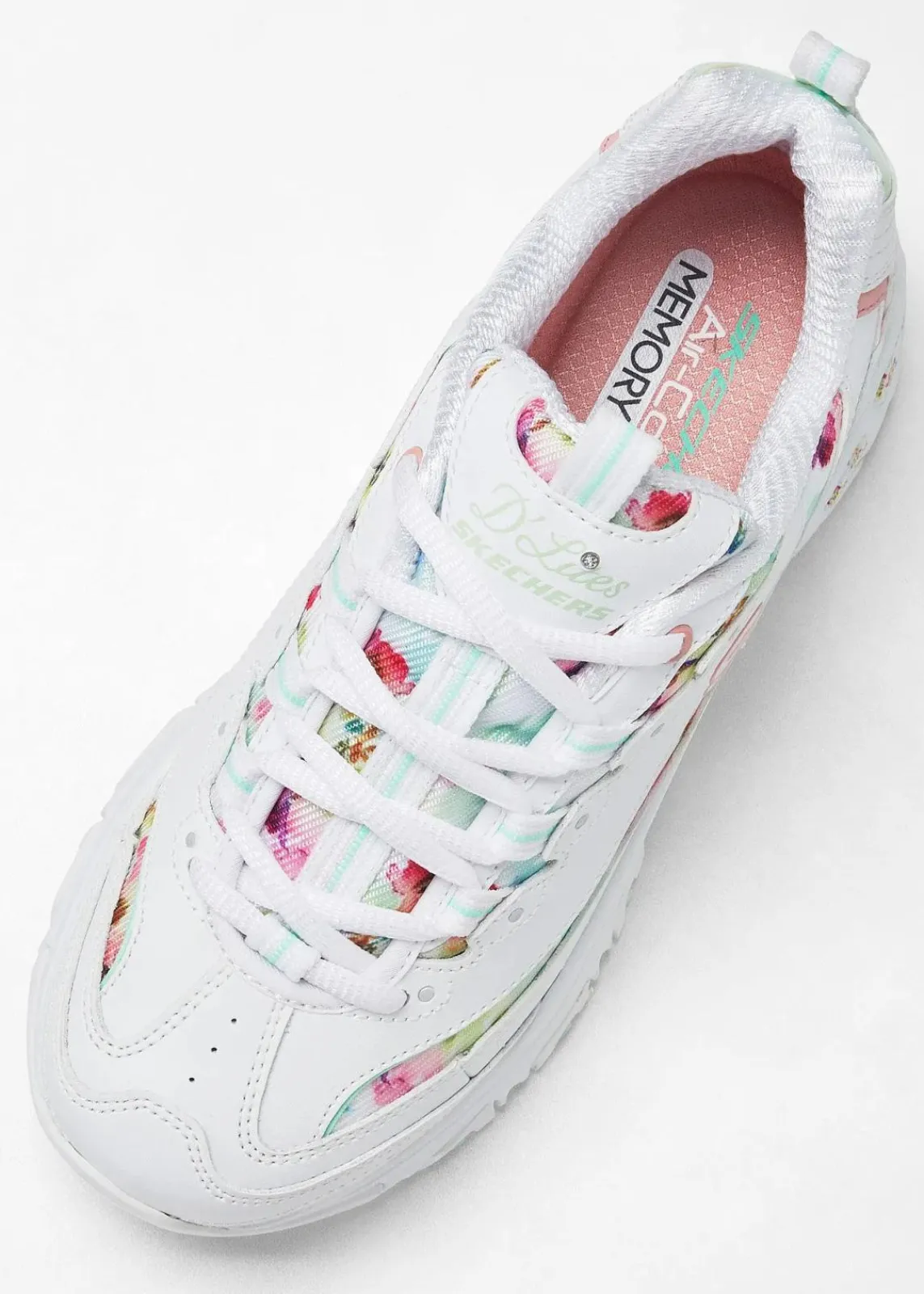 Skechers High Heels|Sneaker^Chunky Sneaker mit Memory Foam weiß geblümt