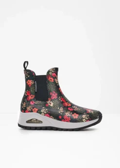 Skechers Stiefel|High Heels^Gummistiefel schwarz geblümt