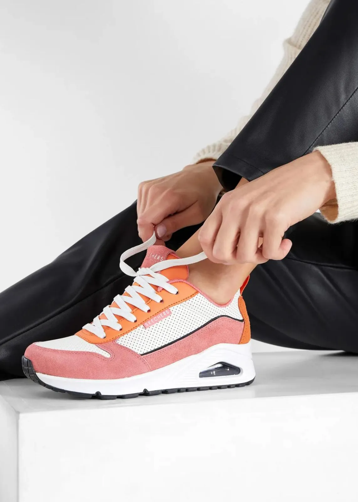 Skechers High Heels|Sneaker^Sneaker mit Memory Foam pink/weiß/orange