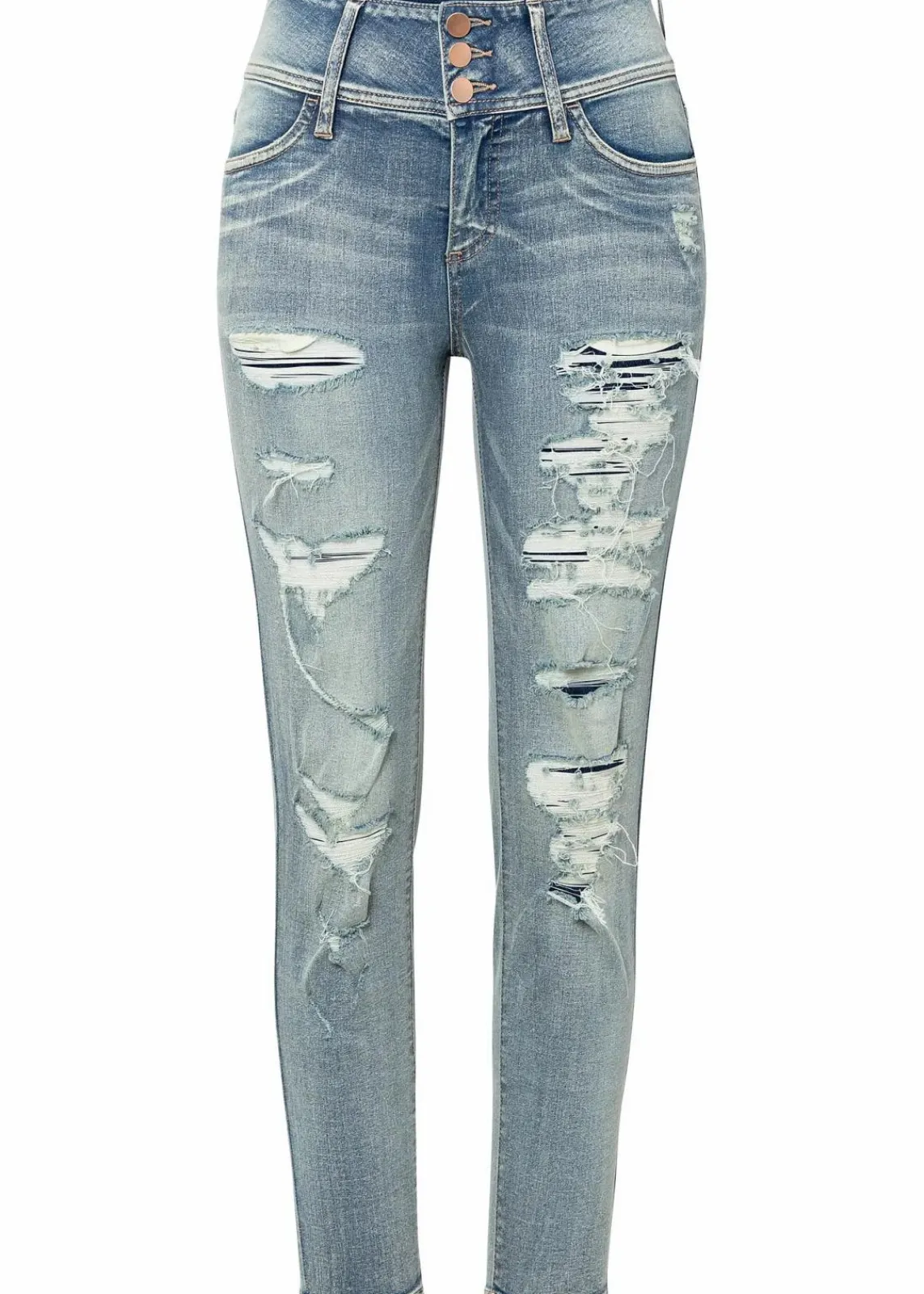 bonprix Kurzgrößen|Bekleidung·Shirts & Tops^Skinny Jeans High Waist, Stretch hellblau denim heavy washed