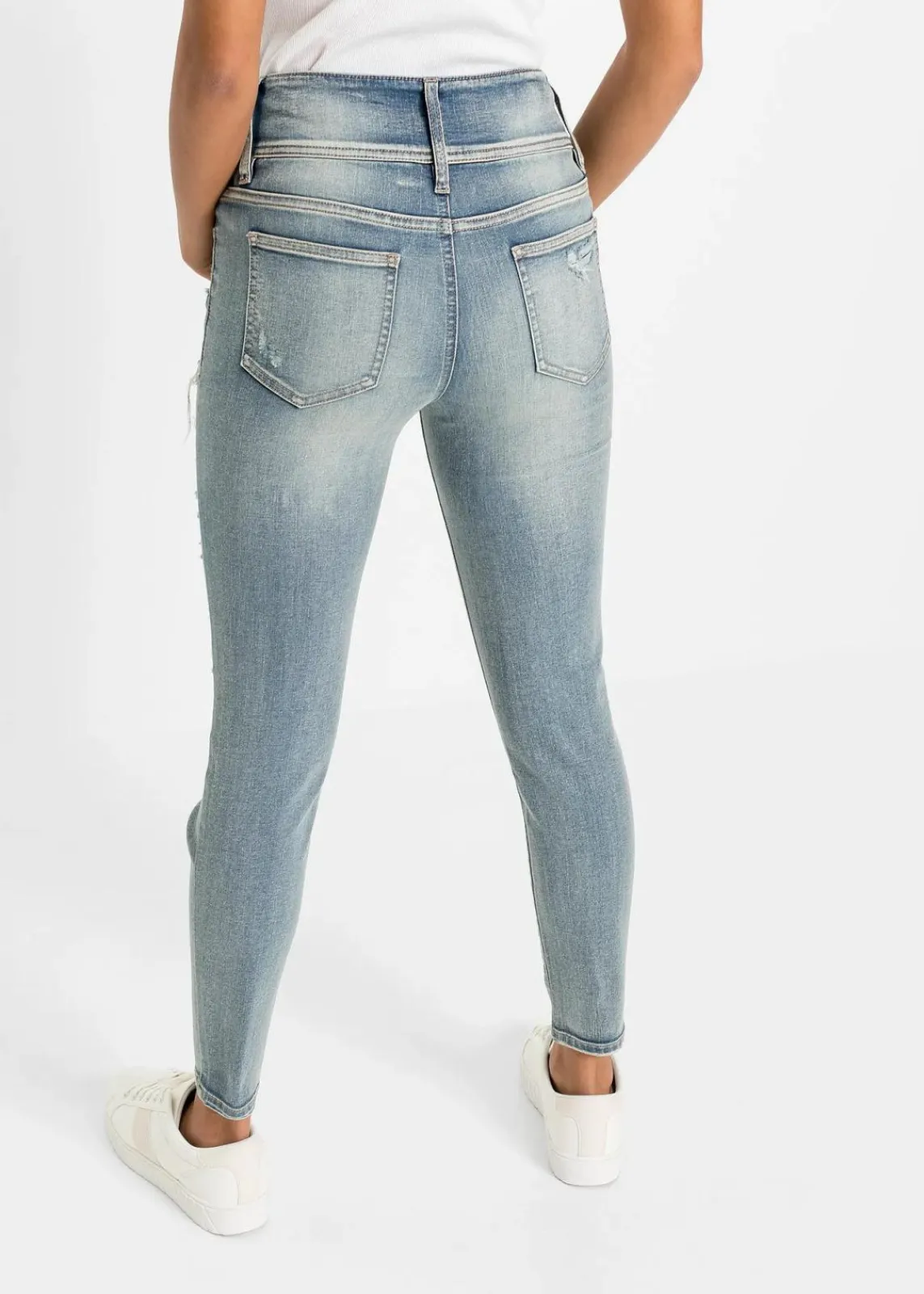 bonprix Kurzgrößen|Bekleidung·Shirts & Tops^Skinny Jeans High Waist, Stretch hellblau denim heavy washed
