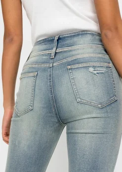 bonprix Kurzgrößen|Bekleidung·Shirts & Tops^Skinny Jeans High Waist, Stretch hellblau denim heavy washed