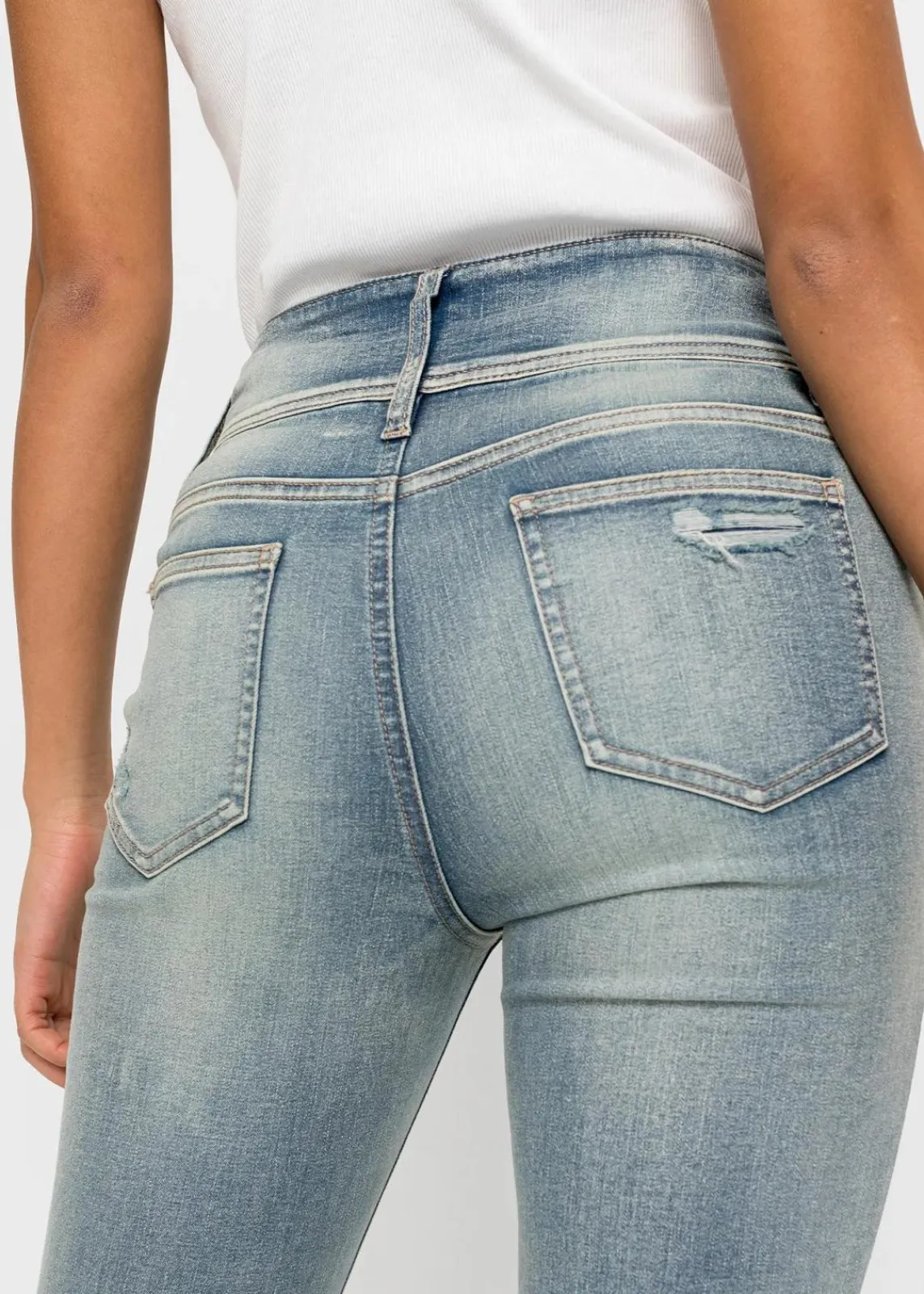 bonprix Kurzgrößen|Bekleidung·Shirts & Tops^Skinny Jeans High Waist, Stretch hellblau denim heavy washed