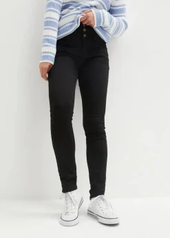 bonprix Kurzgrößen|Bekleidung·Shirts & Tops^Skinny Jeans High Waist, Shaping Thermojeans schwarz denim