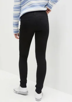bonprix Kurzgrößen|Bekleidung·Shirts & Tops^Skinny Jeans High Waist, Shaping Thermojeans schwarz denim