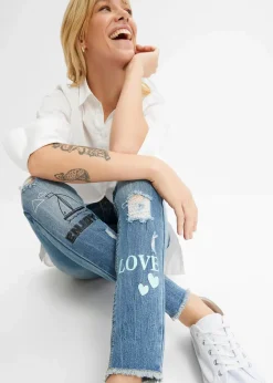 bonprix Bekleidung·Shirts & Tops|Jeans^Skinny Jeans Mid Waist blau denim