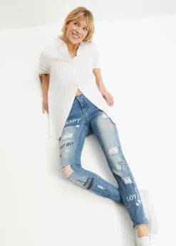 bonprix Bekleidung·Shirts & Tops|Jeans^Skinny Jeans Mid Waist blau denim